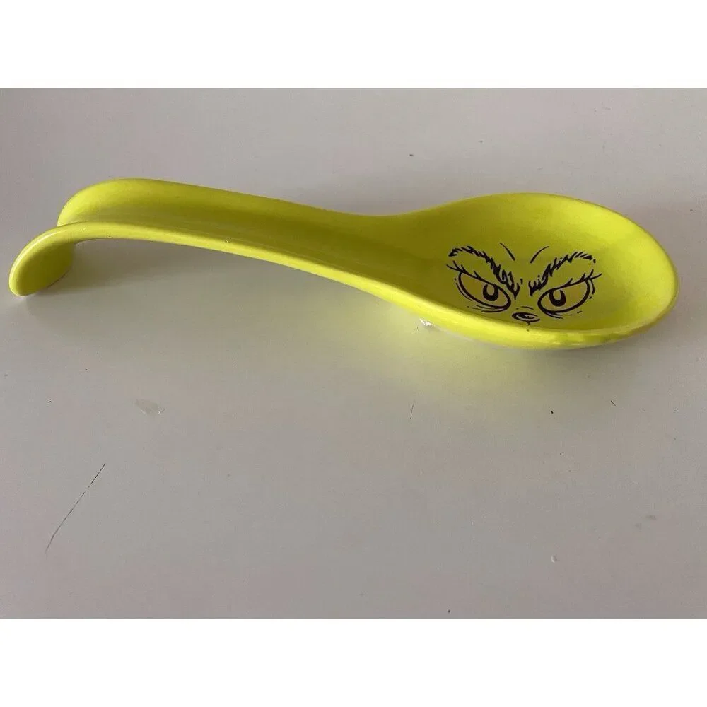 Dr Seuss How The Grinch Stole Christmas Ceramic Spoon Rest‎ Holiday Green NEW